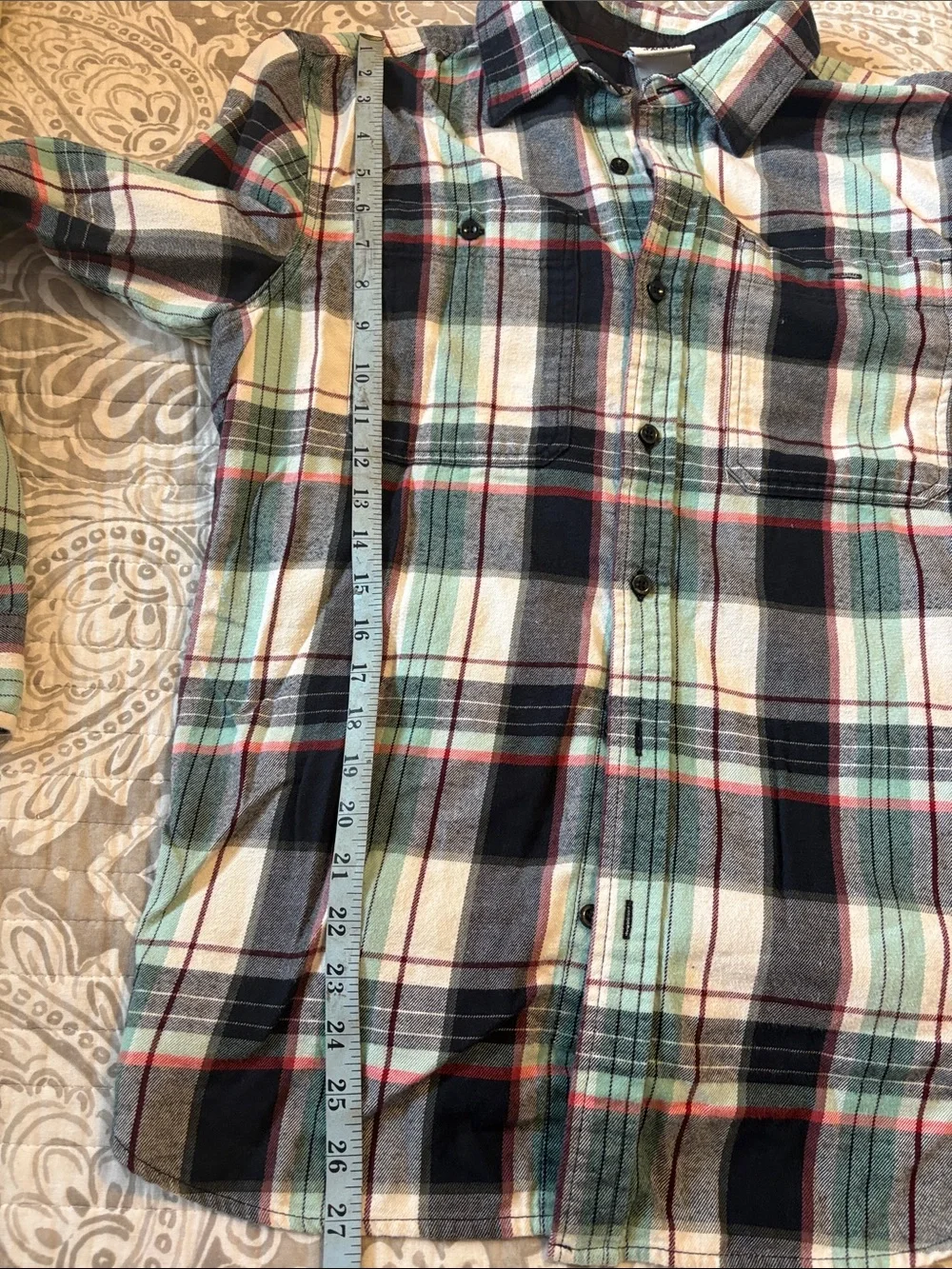 The North Face Men's Plaid Button-Down Shirt in Teal, Black, White